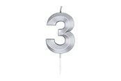 Speelgoed - Globos Cake Candle 6cm Metallic Silver no.3 - 1023