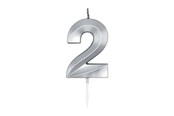 Speelgoed - Globos Cake Candle 6cm Metallic Silver no.2 - 1022