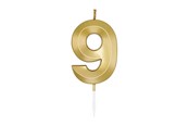 Speelgoed - Globos Cake Candle 6cm Metallic Gold no. 9 - 1019