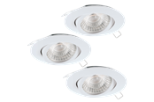 Lampen - EGLO TEDO 1 inbouwset kantelbaar 40gr 3x5W 3-stand wit - 95357
