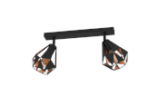 Lampen - EGLO CARTON 7 SPOTRAIL 2XE27 ZWART/ANTIEK KOPER - 43716