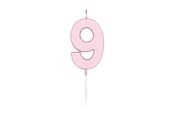 Speelgoed - Globos Cake candle 4.5cm Pastel Pink no. 9 - 1119