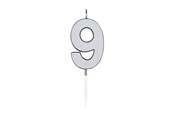 Speelgoed - Globos Cake Candle 4.5cm Metallic Silver no. 9 - 1089