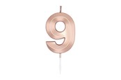 Speelgoed - Globos Cake Candle 6cm Metallic Rose Gold no. 9 - 1039