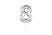 Speelgoed - Globos Cake Candle 6cm Metallic Silver no.8 - 1028
