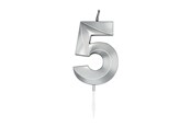 Speelgoed - Globos Cake Candle 6cm Metallic Silver no.5 - 1025