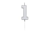 Speelgoed - Globos Cake Candle 4.5cm Metallic Silver no. 1 - 1081