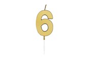 Speelgoed - Globos Cake candle 4.5cm Metallic Gold no. 6 - 1076