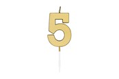 Speelgoed - Globos Cake candle 4.5cm Metallic Gold no. 5 - 1075