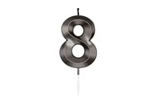 Speelgoed - Globos Cake candle 6cm Metallic Black no. 8 - 1068