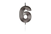 Speelgoed - Globos Cake candle 6cm Metallic Black no. 6 - 1066