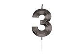Speelgoed - Globos Cake Candle 6cm Metallic Black no. 3 - 1063