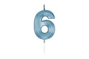 Speelgoed - Globos Cake Candle 6cm Metallic Light Blue no. 6 - 1056