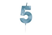 Speelgoed - Globos Cake Candle 6cm Metallic Light Blue no. 5 - 1055