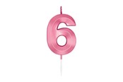 Speelgoed - Globos Cake Candle 6cm Metallic Light Pink no. 6 - 1046