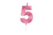 Speelgoed - Globos Cake Candle 6cm Metallic Light Pink no. 5 - 1045