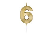 Speelgoed - Globos Cake Candle 6cm Metallic Gold no. 6 - 1016