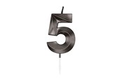 Speelgoed - Globos Cake Candle 6cm Metallic Black no. 5 - 1065