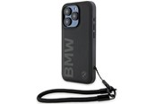 Mobiel - Covers & Cases - BMW Signature Leather Wordmark Cord case for iPhone 15 Pro - black - 3666339232672