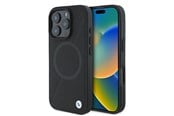 Mobiel - Covers & Cases - BMW Signature Leather Half Textured & Circle MagSafe case for iPhone 16 Pro - black - 3666339323424