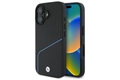 Mobiel - Covers & Cases - BMW Sign Leather Textured And Line MagSafe iPhone 16 Case - Black - 3666339323288