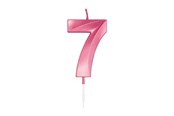 Speelgoed - Globos Cake Candle 6cm Metallic Light Pink no. 7 - 1047
