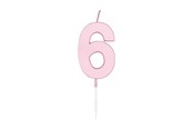 Speelgoed - Globos Cake candle 4.5cm Pastel Pink no. 6 - 1116