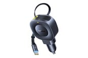 Mobiel - Adapters & Opladers - Baseus PrimeTrip VR2 45W + 45W Car Charger with Retractable USB-C Cable - Black - C0206900