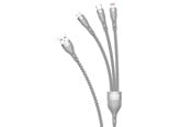 USB-kabel - Dudao L20X 3in1 USB cable - Lightning / microUSB / USB Type C 65W 1.2m - Gray - 6973687242220