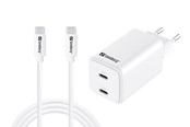 Laptop oplader - Sandberg AC Charger USB-C PD65W EU 1.5M - Dual-Port | GaN III | 65 - 441-75
