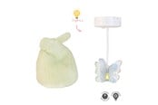Pop, teddybeer en materiaal - Micki Lundby vlinderplafondlamp met licht & groene poef. Werkt op 2x CR2032 batterijen (niet inbegrepen). 15-minuten automatische uitschakeling. - 18402