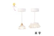 Pop, teddybeer en materiaal - Micki Lundby klassieke plafondlampen (plastic & stof) met licht. Werkt op 2x CR2032 batterijen (niet inbegrepen). 15-minuten automatische uitschakeling. - 18404