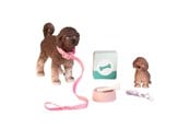 Pop, teddybeer en materiaal - Micki Lundby huisdieren: 1 hond & puppy. Inclusief bot, riem, hondenbak & speeltouw - 18410
