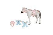 Pop, teddybeer en materiaal - Micki Lundby paard met rijuitrusting, helm en hindernis - 18413