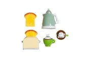 Pop, teddybeer en materiaal - Micki Lundby theepot en broodrooster met toast en theekopjes - 18416