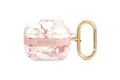 Mobiel - Overige accessoires - GUESS GUA3HCHMAP AirPods 3 cover pink/pink Marble Strap Collection - 3666339047214