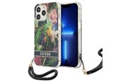 Mobiel - Covers & Cases - GUESS GUHCP13LHFLSB iPhone 13 Pro / 13 6.1" blue/blue hardcase Flower Strap - 3666339040451
