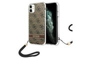 Mobiel - Covers & Cases - GUESS GUOHCN61H4STW iPhone 11 brown/brown hardcase 4G Print Strap - 3666339046408