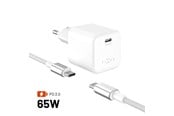 Mobiel - Adapters & Opladers - FIXED Mini GaN Wall Charger 65W (Incl. 2m USB-C/C Cable) - White - FIXCG65M-CC-WH