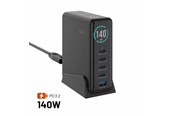 Mobiel - Adapters & Opladers - FIXED Super Fast GaN 140W Desktop Charger - 4xUSB-C & 1xUSB-A - Black - FIXCG140D-4C1A-BK