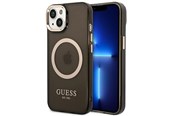 Mobiel - Covers & Cases - GUESS GUHMP14MHTCMK iPhone 14 Plus 6.7" black/black hard case Gold Outline Translucent MagSafe - 3666339069599