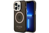 Mobiel - Covers & Cases - GUESS GUHMP14XHTCMK iPhone 14 Pro Max 6.7" black/black hard case Gold Outline Translucent MagSafe - 3666339069612