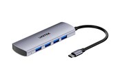 USB hub - Unitek uHUB Q4 H1112E - hub - 4-in-1 10 Gbps USB-C with USB-A - 4 ports USB hub - 4 - USB 3.2 - Grijs - H1112EGY01