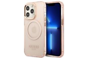 Mobiel - Covers & Cases - GUESS Gold Outline Translucent MagSafe case for iPhone 13 Pro Max - pink - 3666339057121