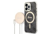 Mobiel - Covers & Cases - GUESS GUBPP13LH4EACSK Case+ Charger iPhone 13 Pro black/black hard case 4G Print MagSafe - 3666339102791
