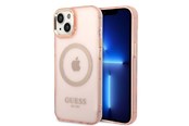 Mobiel - Covers & Cases - GUESS GUHMP14MHTCMP iPhone 14 Plus 6.7" pink/pink hard case Gold Outline Translucent MagSafe - 3666339069674