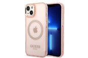 Mobiel - Covers & Cases - GUESS GUHMP14SHTCMP iPhone 14 6.1" pink/pink hard case Gold Outline Translucent MagSafe - 3666339069667