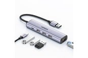 USB hub - UGREEN CM475 Multifunction HUB / USB 3.0 - 3 x USB / 1x Eth. RJ-45 / USB-C PD USB hub - 4 - USB 3.0 - Grijs - 60554
