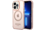 Mobiel - Covers & Cases - GUESS GUHMP14XHTCMP iPhone 14 Pro Max 6.7" pink/pink hard case Gold Outline Translucent MagSafe - 3666339069698
