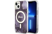 Mobiel - Covers & Cases - GUESS GUHMP14SHTMRSU iPhone 14 6.1" purple/purple hardcase Golden Marble MagSafe - 3666339115838